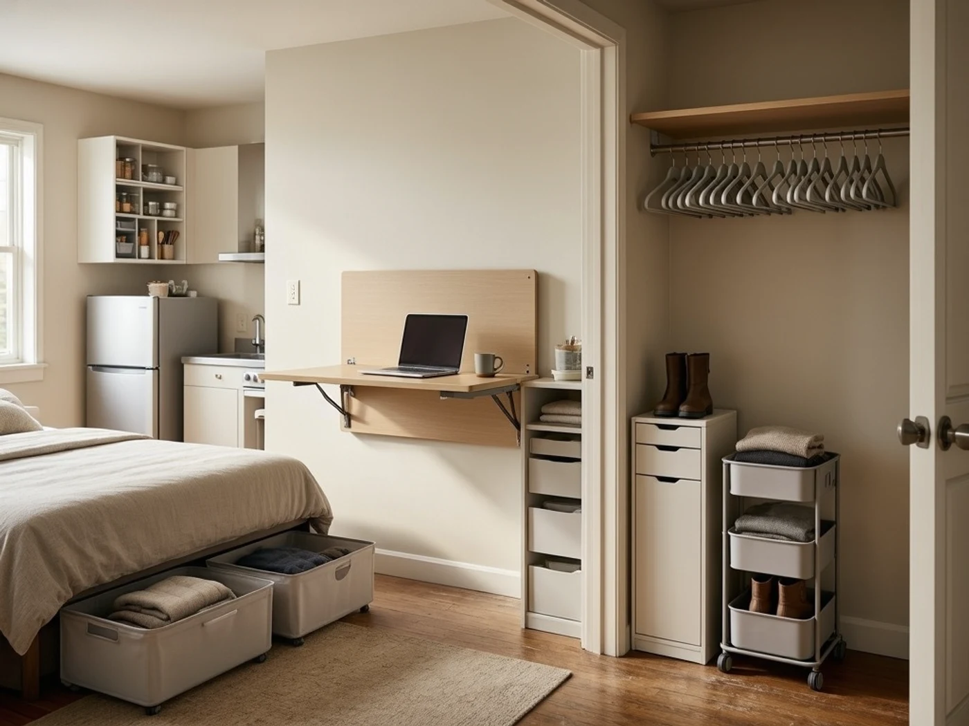 Best small space products shown as an editorial detail illustration of modular storage