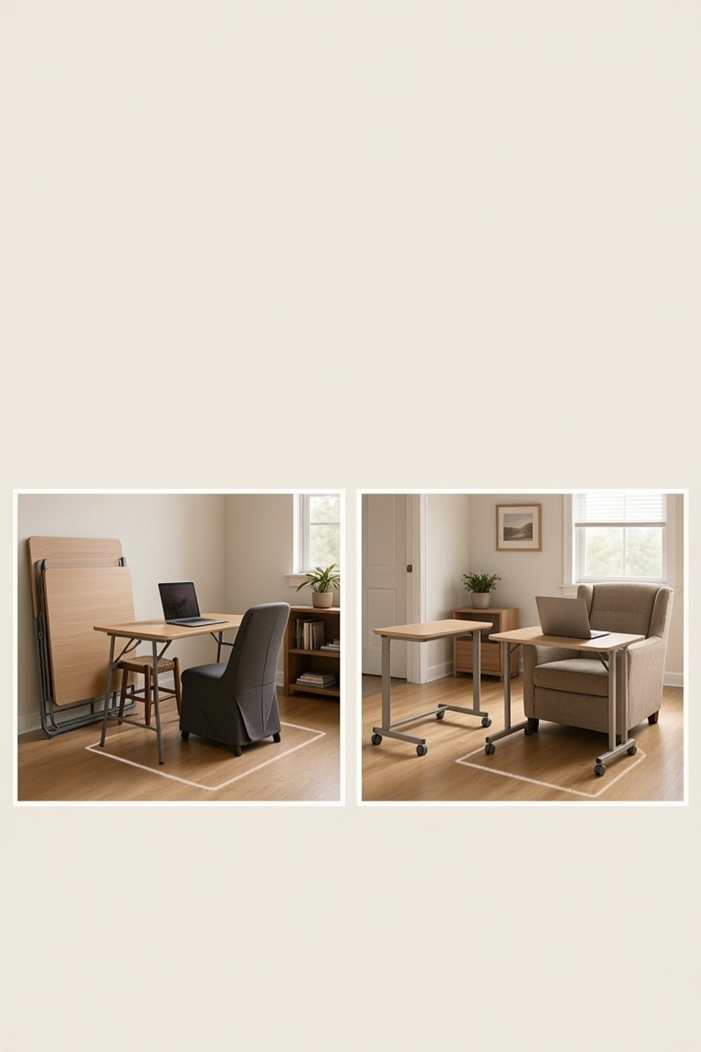 folding desk vs rolling desk product-format illustration for a small home