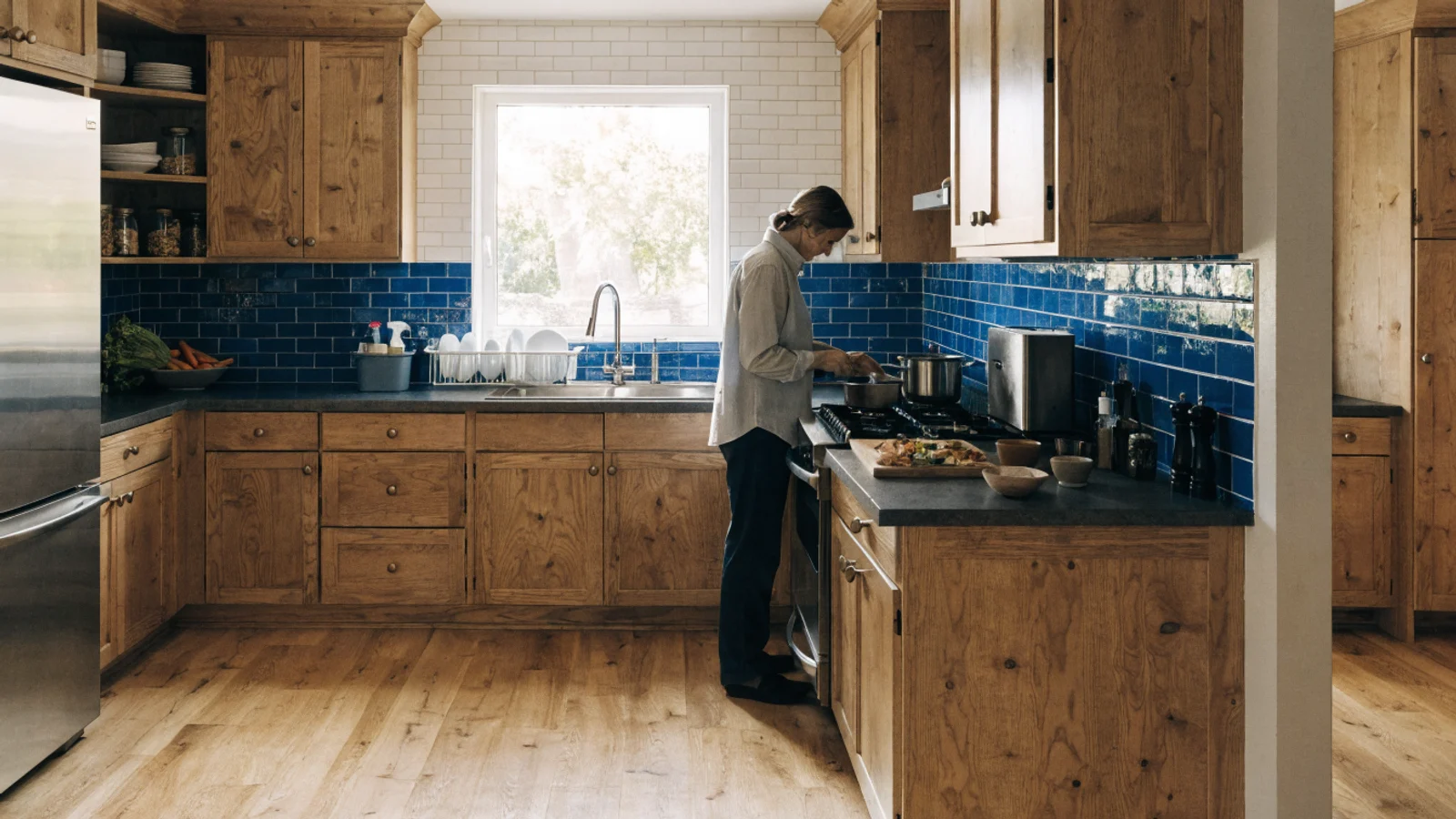 Home utility products by room arranged across practical kitchen preparation, cooking, storage, and cleanup zones